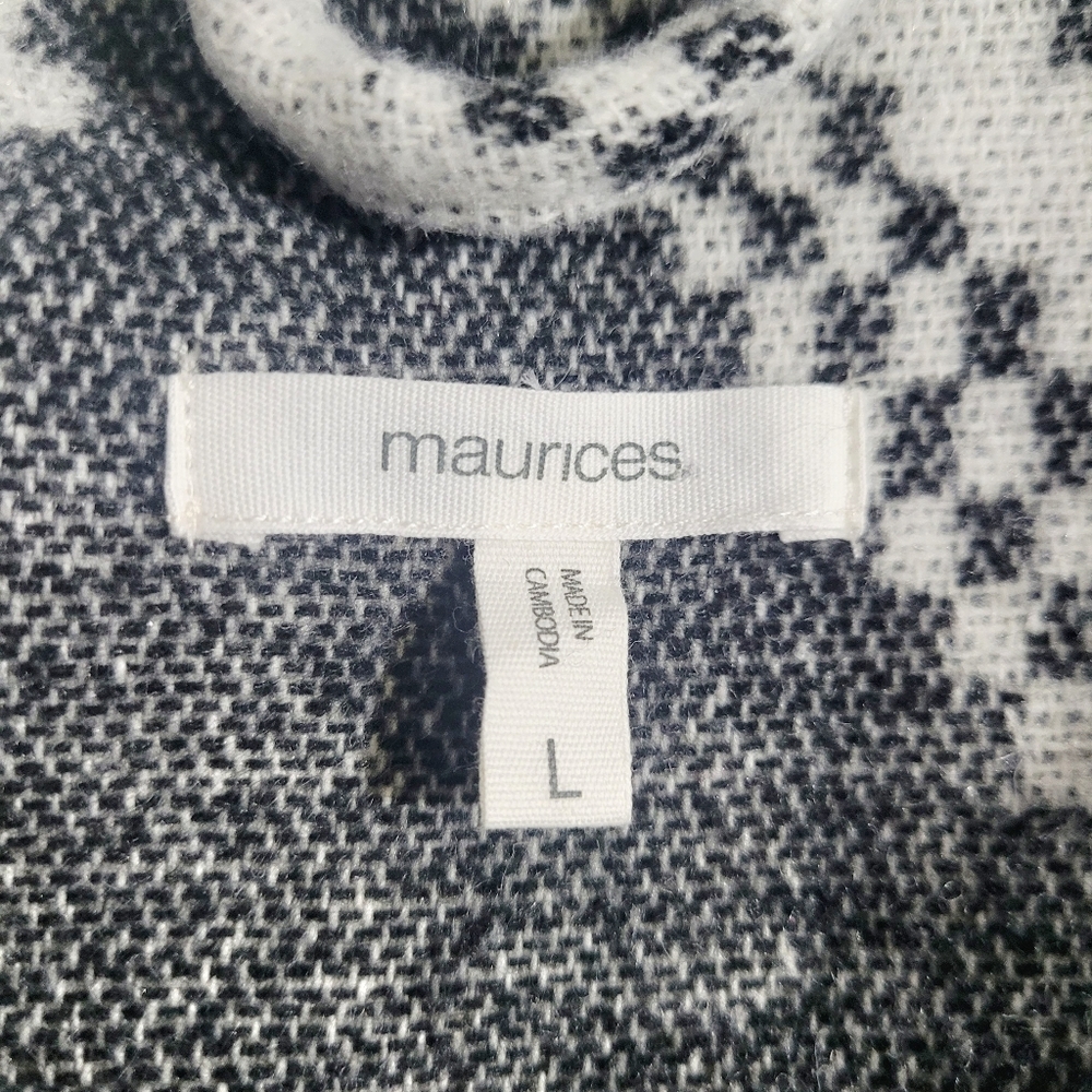 Maurices Aztec Shacket Jacket Women’s Large Cream Black Western Boho Wool Blend - Picture 6 of 14